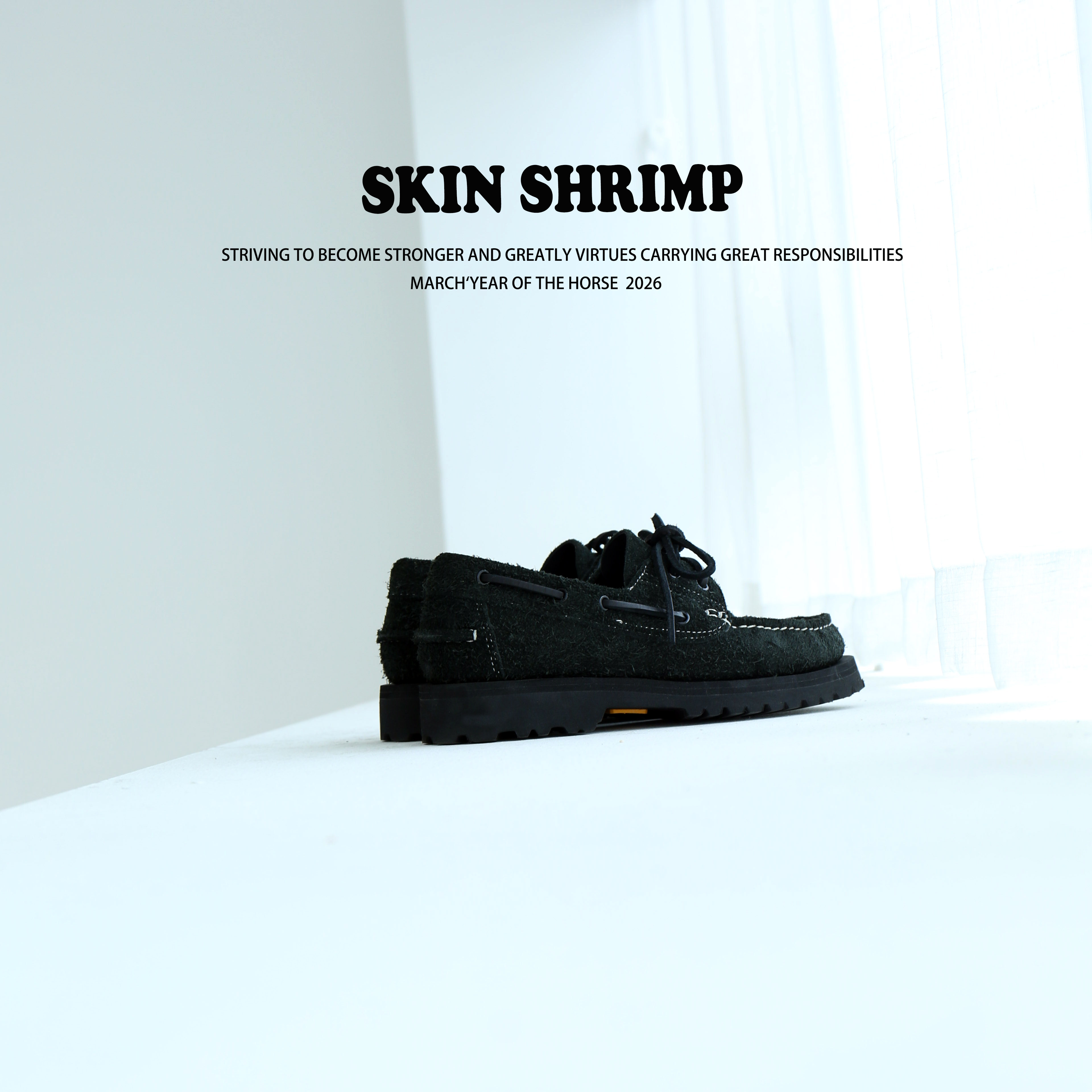 SKIN SHRIMP 26ss高街暗黑厚底乐福鞋翻毛牛皮复古工装袋鼠鞋男女 - 实物图