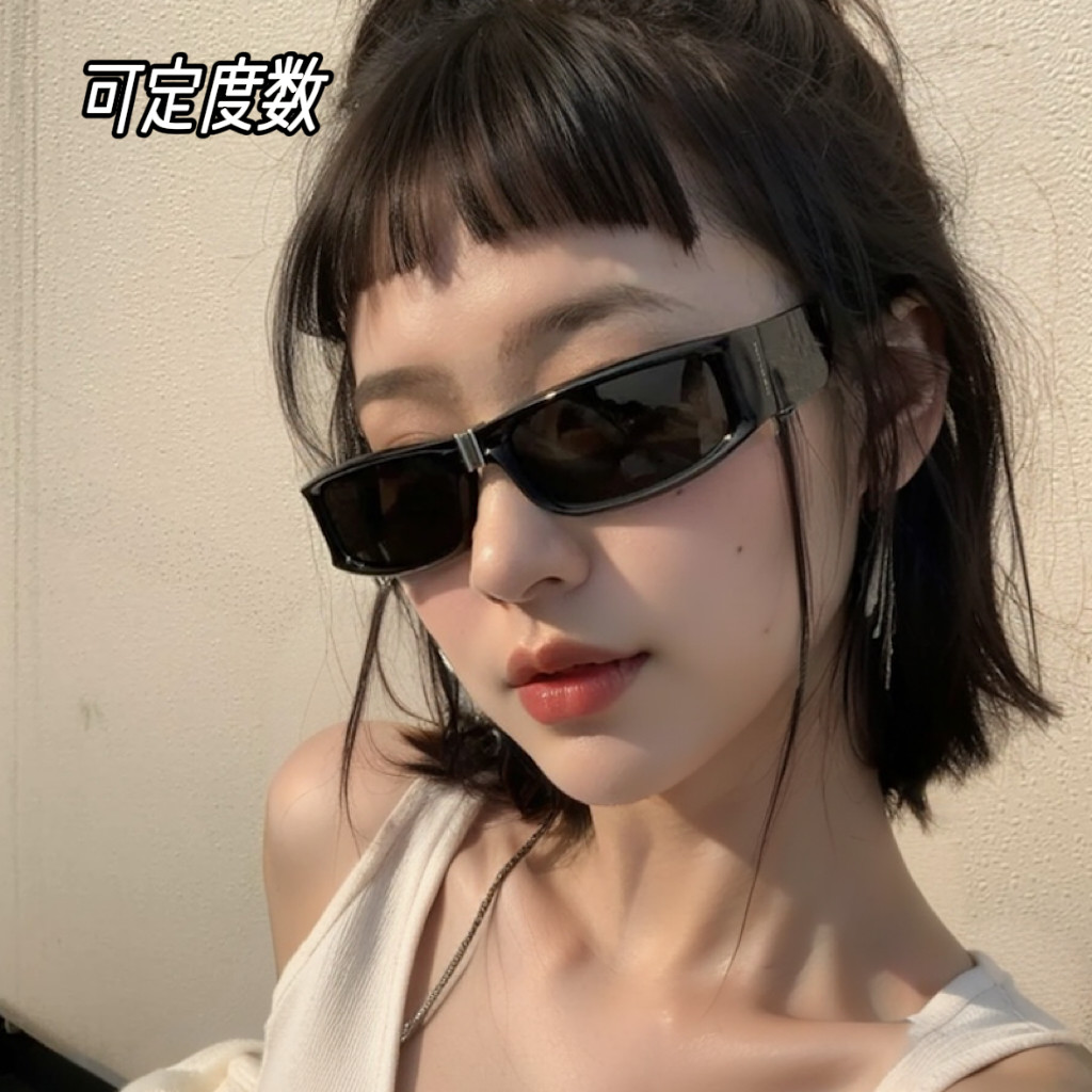小框长方形音乐节拍照墨镜近视嘻哈太阳眼镜窄框猫眼防紫外线辣妹