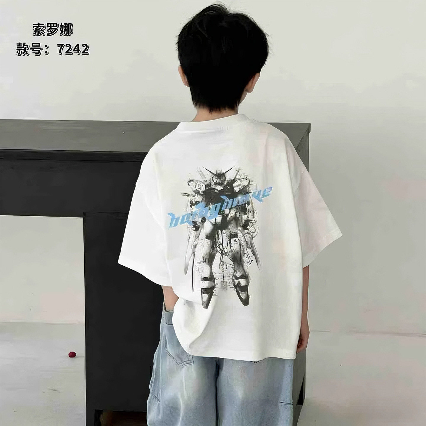 菲童小可男中童机器人潮款短袖T恤 2026夏装索罗娜圆领T恤