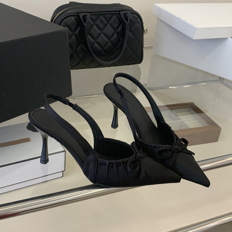 高跟鞋女气质高级不累脚黑色经典包头褶皱凉鞋2026仙女尖头鞋子,女鞋,毛毛鞋,淘宝优惠券,粉丝福利购,淘宝优惠卷