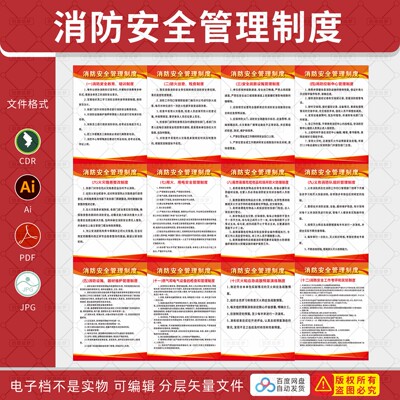 企业工厂车间消防安全生产管理制度海报CDR矢量图素材模版源文件