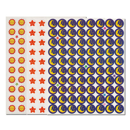 儿童学生行为习惯积分尚学贴画太阳月亮星星五角星奖杯奖励贴纸