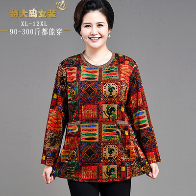 中老年女装打底衫加肥加大秋装