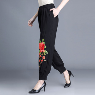 莫代尔加肥加大码 中老年女装 200斤胖妈妈奶奶高腰裤 7分裤 4尺2 夏装