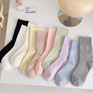 月子袜夏季 纯色松口堆堆袜糖果色孕妇袜子春秋无骨缝头棉袜夏 薄款