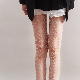 白色渔网袜jk袜子女连裤袜镂空纯欲风辣妹网格长筒袜春夏薄款ins