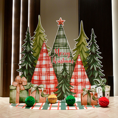 圣诞装饰圣诞树气球场景布置kt板