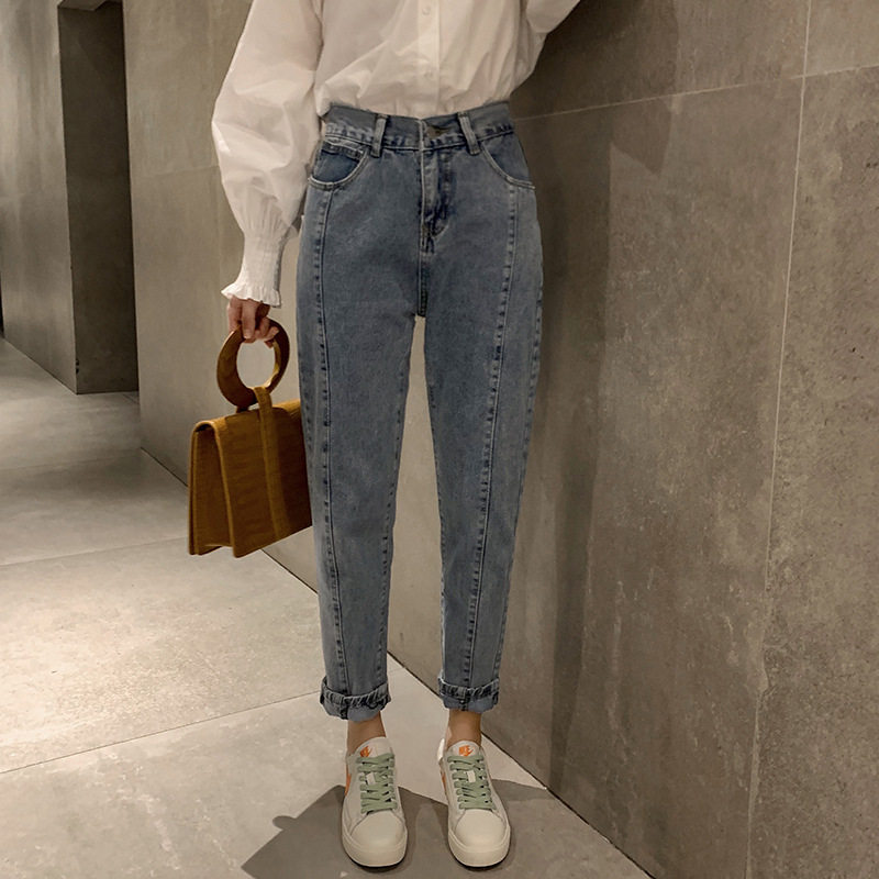 2020春款春装高腰牛仔裤女韩版宽松显瘦百搭学生百搭裤子女