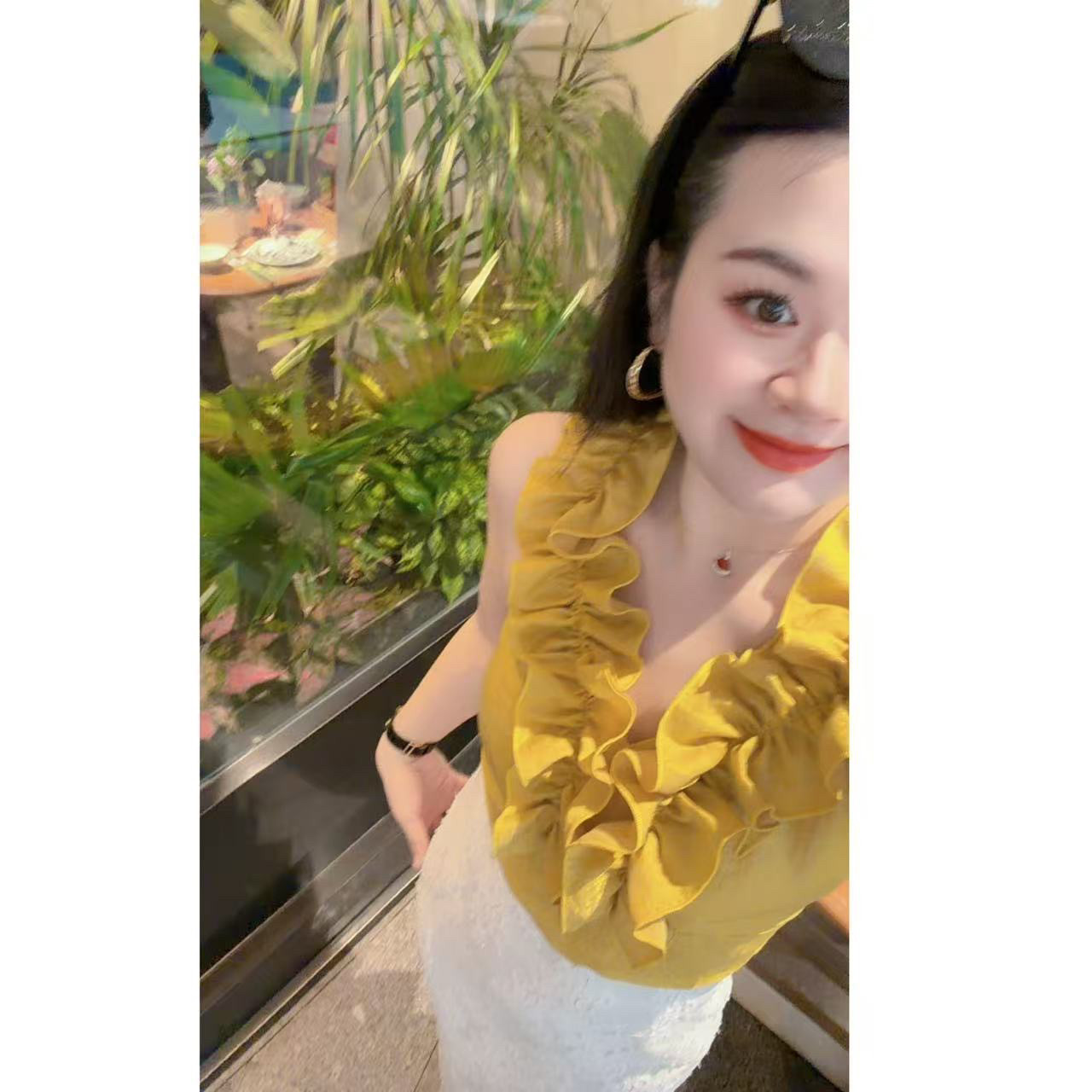 魅鹊 夏季新款浪漫荷叶边显白小衫高腰气质蕾丝半裙