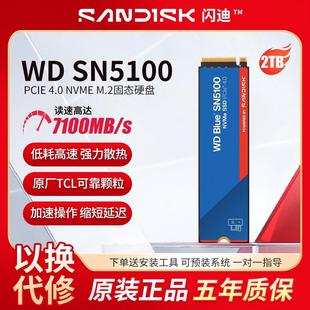 500G WD西部数据SN5000 NVMe 2TB PCIe4.0 5100西数M.2固态硬盘1T