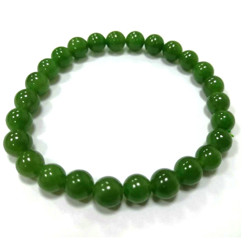 老坑冰底菠菜绿碧玉圆珠项链手串