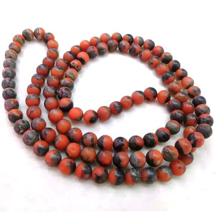 天然保山南红玛瑙包浆手链108佛珠 带皮宝山铁皮南红手串哑光磨砂
