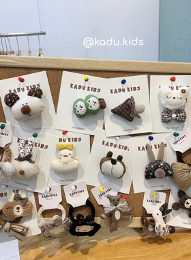 满两件包邮韩系手工布艺卡通发绳 儿童玩偶压夹发绳小鸭子压夹