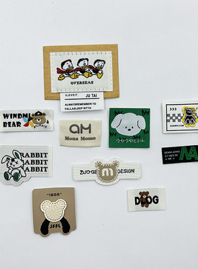 布标织标背包帽子服装手工缝补DIY辅料手工彩色织标手作小狗布贴