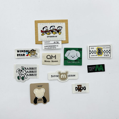 布标织标背包帽子服装手工缝补DIY辅料手工彩色织标手作小狗布贴