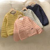 日式 棉袄 儿童 按扣式 外搭圆领上衣 薄款 薄但是软和暖和