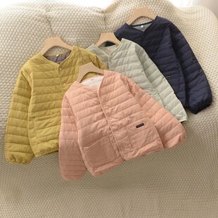 日式 棉袄 儿童 按扣式 外搭圆领上衣 薄款 薄但是软和暖和