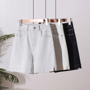 高腰微A显瘦侧开叉四分热裤 兰精天丝四面弹牛仔短裤 女春2026新款