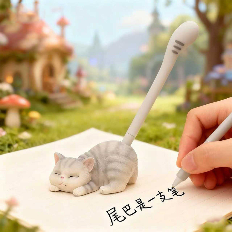 中性笔高颜值可爱创意搞怪仙女风ins可爱签字笔碳素笔猫咪笔插