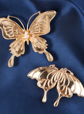 非遗diy手工点翠仿烧蓝蝴蝶胸针簪子底胚素胚胎底螺钿材料配件