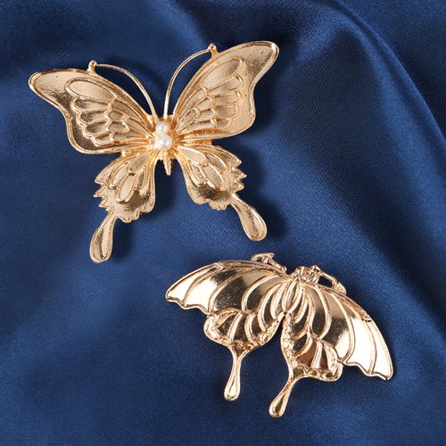 非遗diy手工点翠仿烧蓝蝴蝶胸针簪子底胚素胚胎底螺钿材料配件