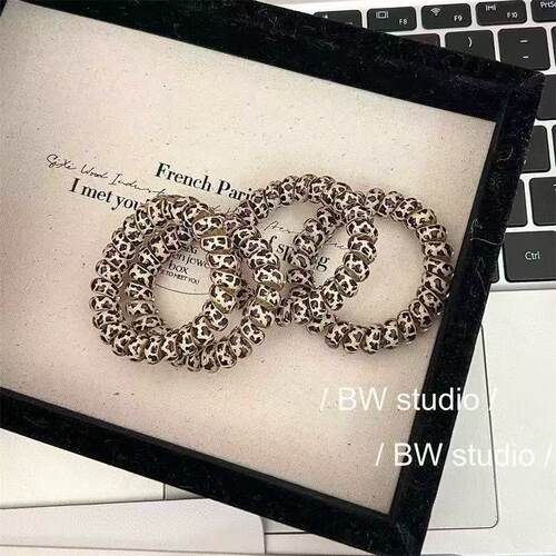 2025新款豹纹电话线头绳发圈