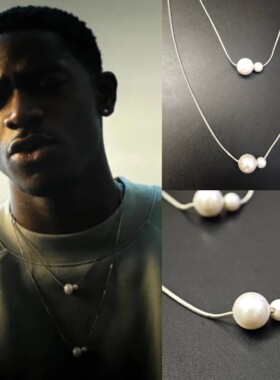 达姆森·伊德瑞斯Damson Idris F1狂飙飞车同款大小珍珠软骨项链