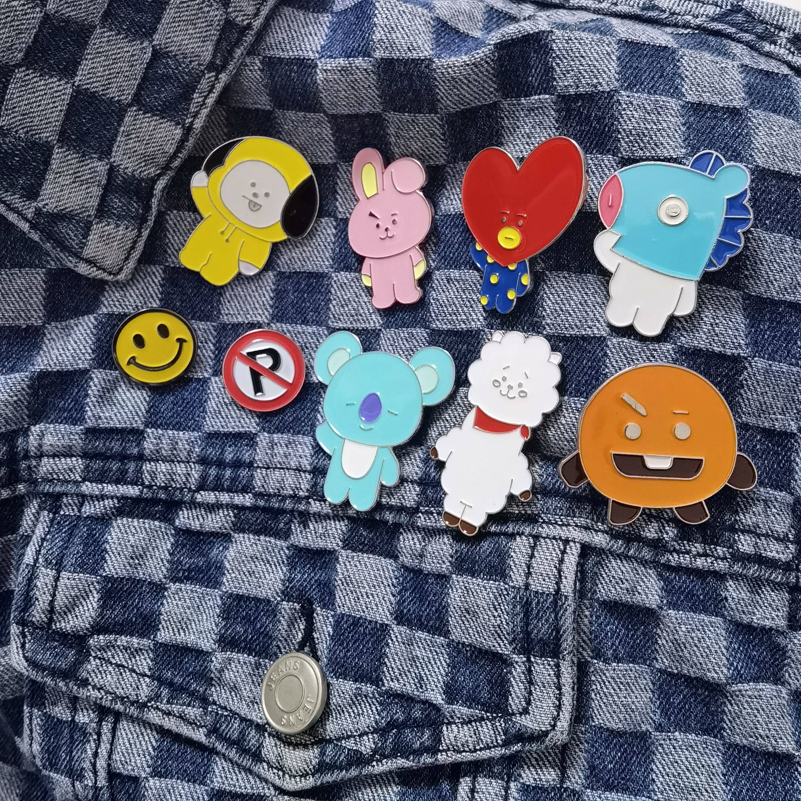 韩国防弹少年团BT21胸针有趣可爱迷你公仔玩偶饰品配饰笑脸个性