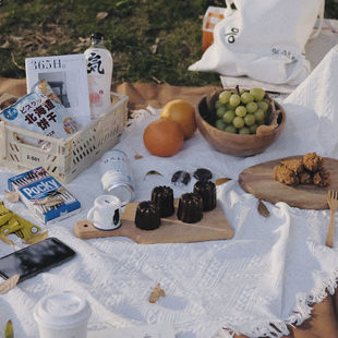 白色ins风野餐垫露营毯子用品野餐布草坪垫子地垫户外郊游民族风