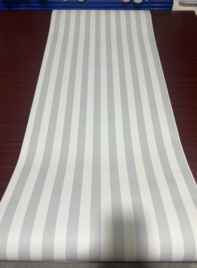 绝版进口墙纸美式复古壁纸淡蓝色条纹壁纸客厅卧室书房纯纸壁纸