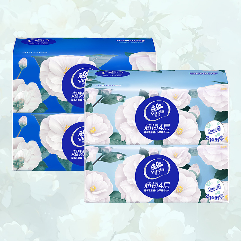 【维达有香抽纸】维达山茶花抽纸4层90抽 带山茶花香味抽纸4包