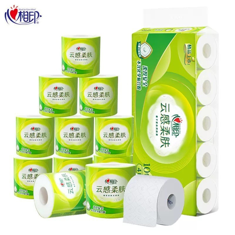 心相印云感系列卷纸150克四层立体压花卷筒卫生纸厕纸提装箱装