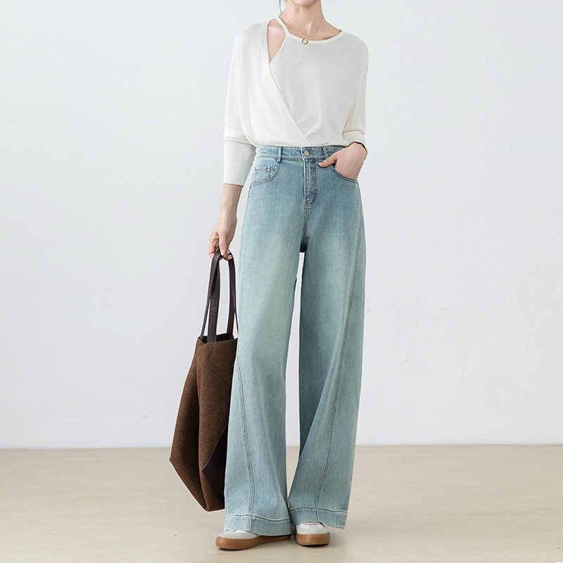 都市休闲风高腰宽松牛仔裤女2025新款好搭显瘦梨形身材阔腿弯刀裤,女装/女士精品,牛仔裤,淘宝优惠券,粉丝福利购,淘宝优惠卷
