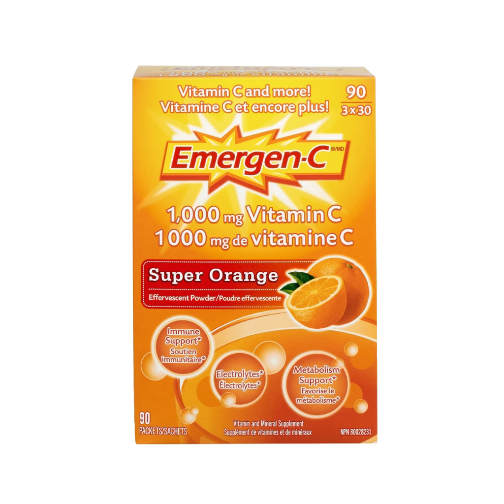 Emergen-C 泡腾粉超级橙味 1000mg维生素C 多种维生素矿物质 90包