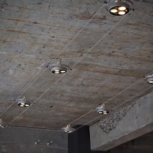 免吊顶走线钢丝低压轨道金属感钢索灯工业风极简射灯创意拉线灯