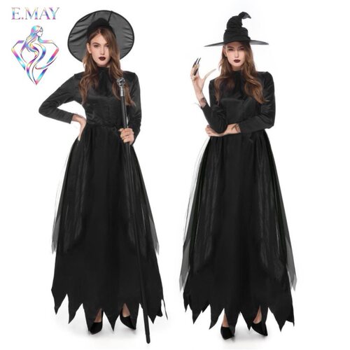 万圣节黑色恶魔服装圣诞装女巫装吸血变装制服派对演出服女巫衣服