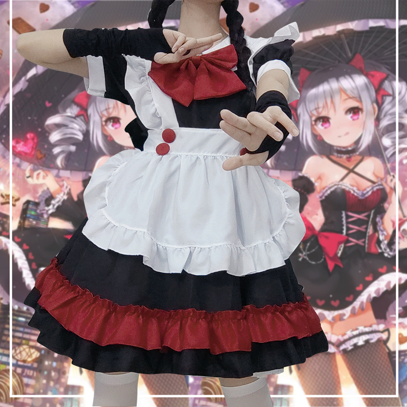 黑红女仆暗黑系cos洛丽塔连衣裙
