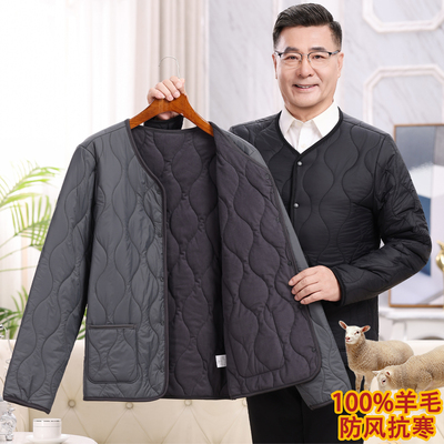 2025新款中老年爸爸羊毛棉衣内穿
