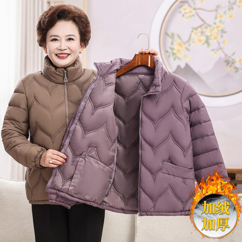 中老年羽绒棉服保暖外套女士妈妈