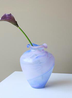 轻奢紫色玻璃花瓶摆件中式复古客厅插花装饰花器餐桌水养干花器皿
