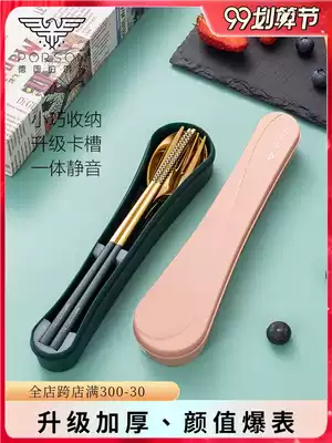 German PORSON stainless steel portable tableware box chopsticks spoon Fork three-piece set single cute children Students