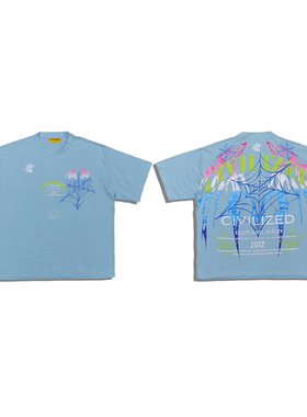 美潮街头潮牌 civilized 男女休闲轻薄弹力大印花宽松短袖T恤