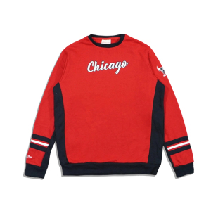 正品 NESS 美潮 芝加哥公牛队拼色圆领抓绒卫衣 MITCHELL 绝版