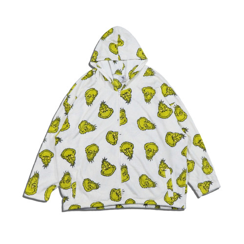 美潮街头绿毛怪格林奇拉链开衫毛绒加厚保暖连帽卫衣