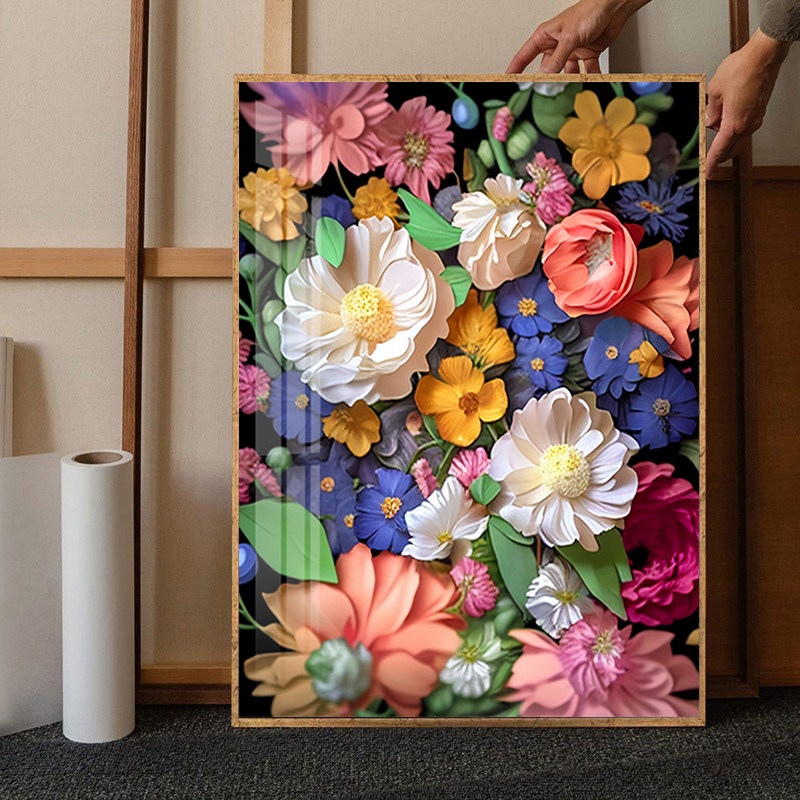 繁花似锦高颜值钻石画2024新款卧室花卉十字绣水钻砖石点贴画带框