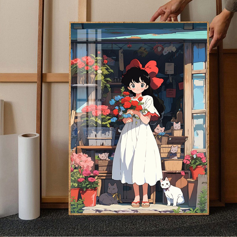 宫崎骏少女钻石画2026新款卧室女孩十字绣水钻手工贴砖画带框
