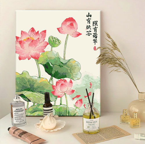 荷花数字油画手工diy绘画画填色