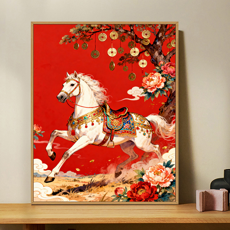 马踏金辉国潮数字油画Diy手绘画