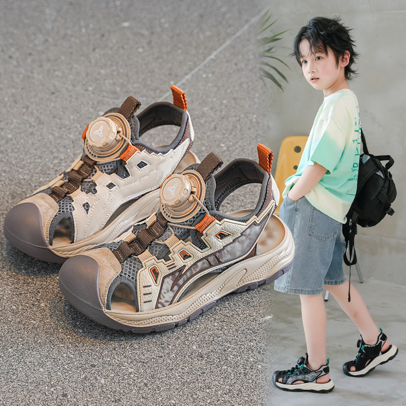 男童鞋子2026夏季新款小男孩透网包头沙滩鞋休闲防滑儿童运动凉鞋