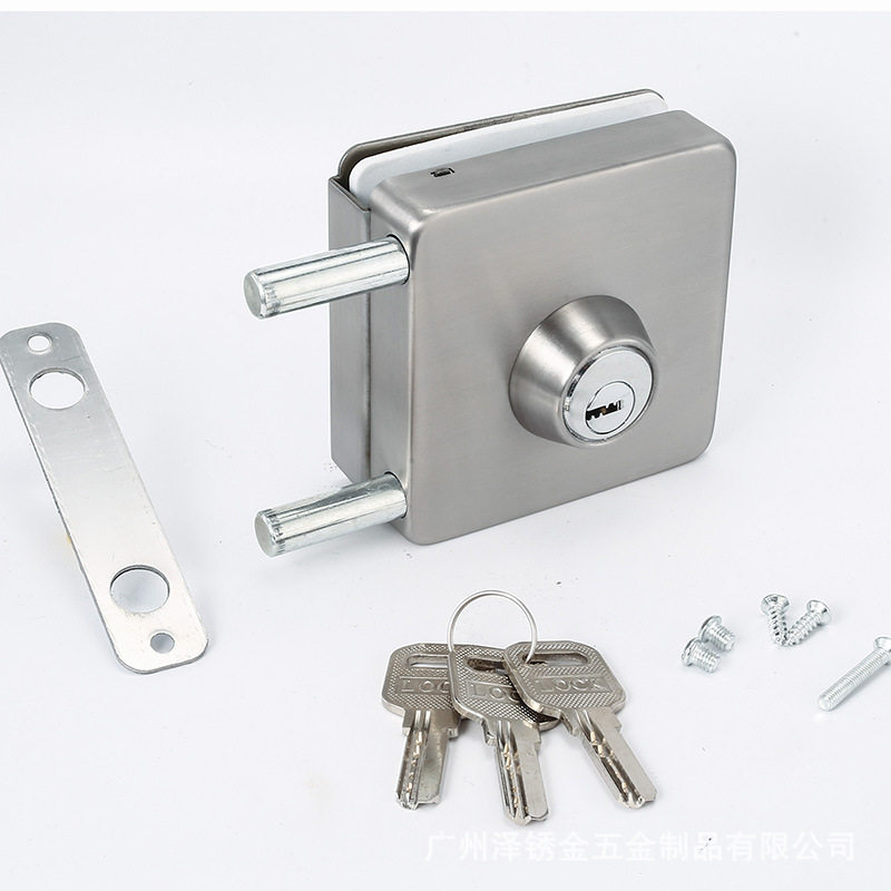 玻璃门锁 方形玻璃锁 免开孔单边锁 插销锁 公办室大门免打孔